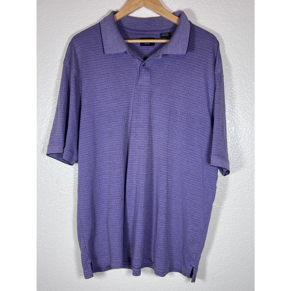 HAGGAR Mens Performance POLO Purple Striped‎ Short Sleeve Shirt XL GOLF